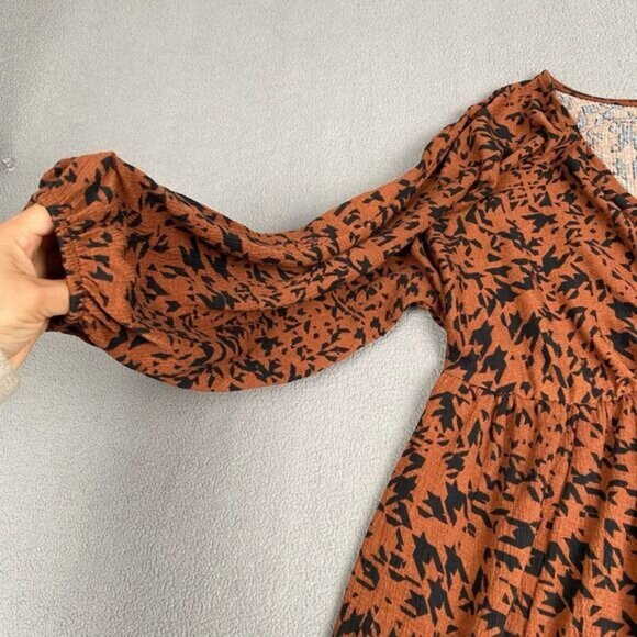 Ava & Viv Women's size XXL Brown Pattern Textured Dress plus,Pockets,V-Neck - Picture 7 of 14